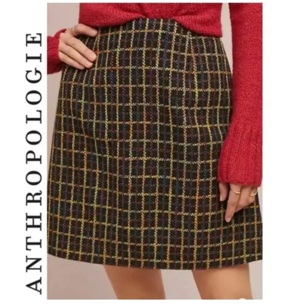 NWT Anthropologie Hutch Windowpane Mini Skirt Multicolor